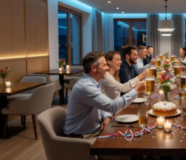 Narozeninová oslava u elegantně prostřeného stolu v restauraci Social Quartter
