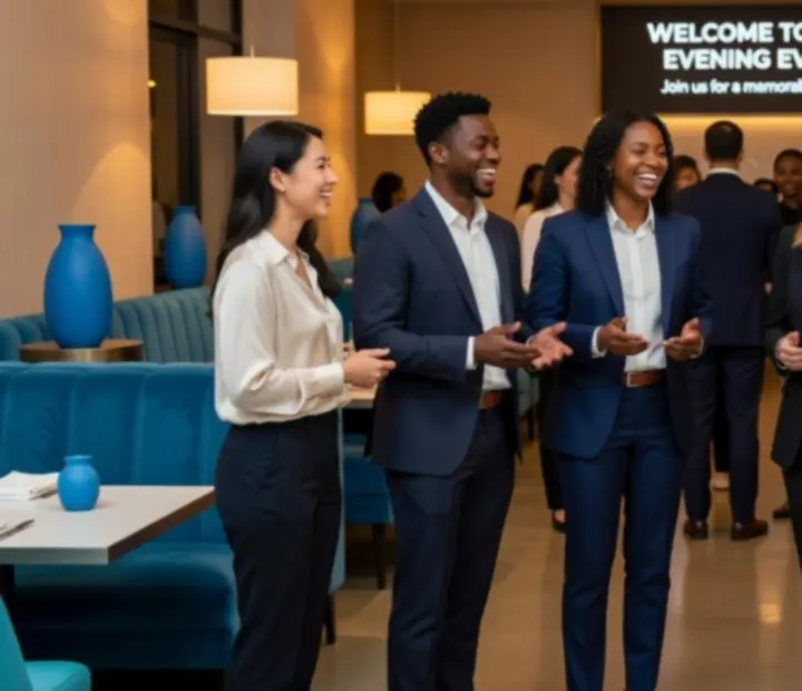 Hosté vítaní týmem restaurace Social Quartter při večerní společenské akci
